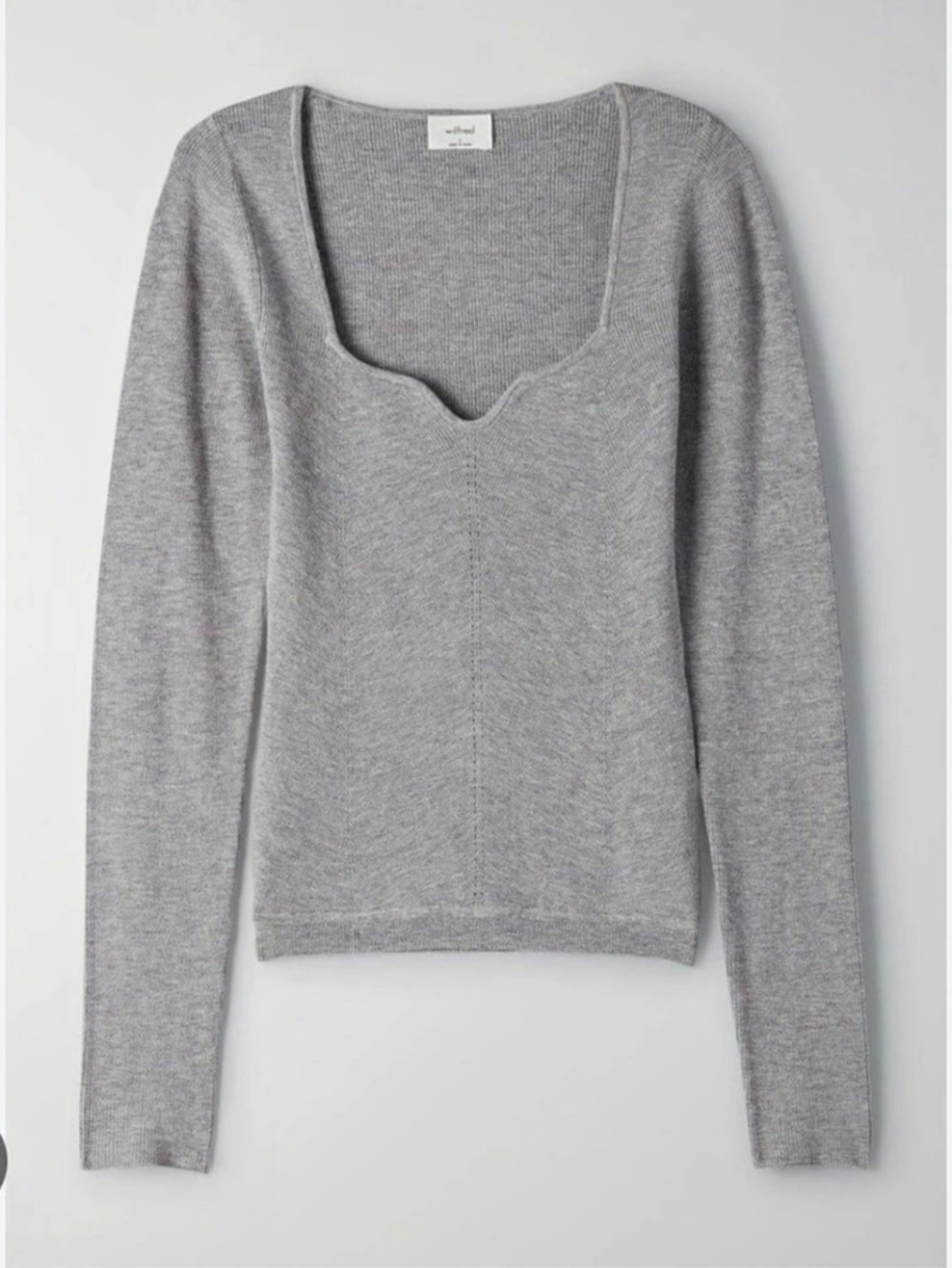 Aritzia Wilfred Tuscany Sweater Ribbed Scoop Neck Gray